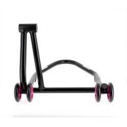 Caballete monobrazo derecho BIHR Home Track color negro mate y ruedas rosas 2