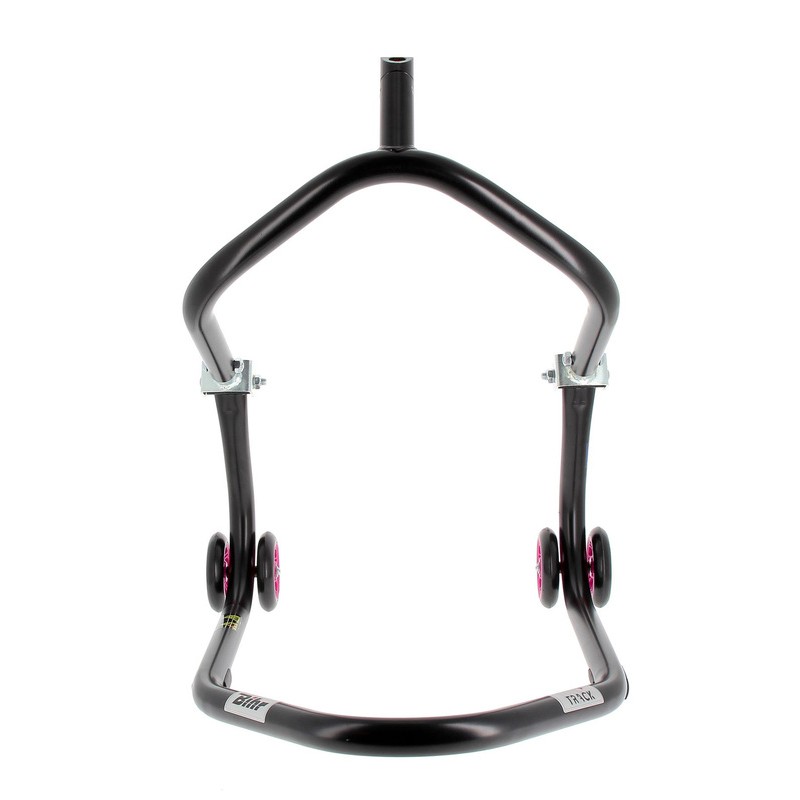 Caballete delantero al chasis BIHR Home Track color negro mate y ruedas rosas