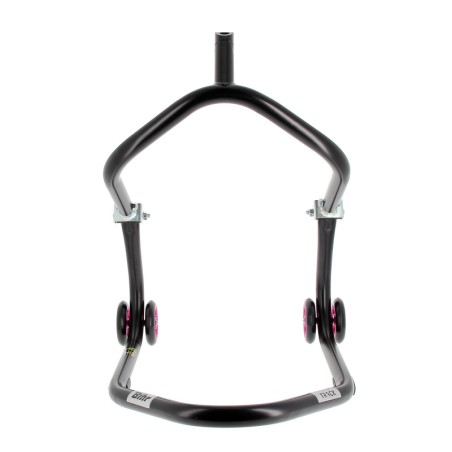 Caballete delantero al chasis BIHR Home Track color negro mate y ruedas rosas