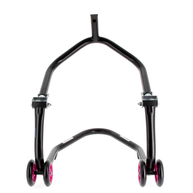 Caballete delantero al chasis BIHR Home Track color negro mate y ruedas rosas