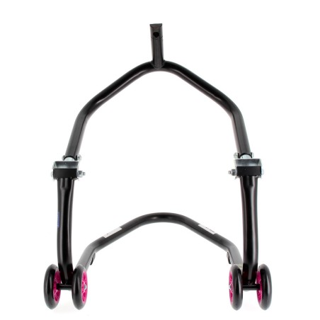 Caballete delantero al chasis BIHR Home Track color negro mate y ruedas rosas