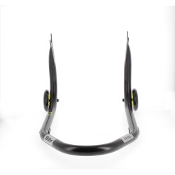 Caballete trasero BIHR Home Track soporte en "V" para diábolos, color negro mate ruedas amarillas 2