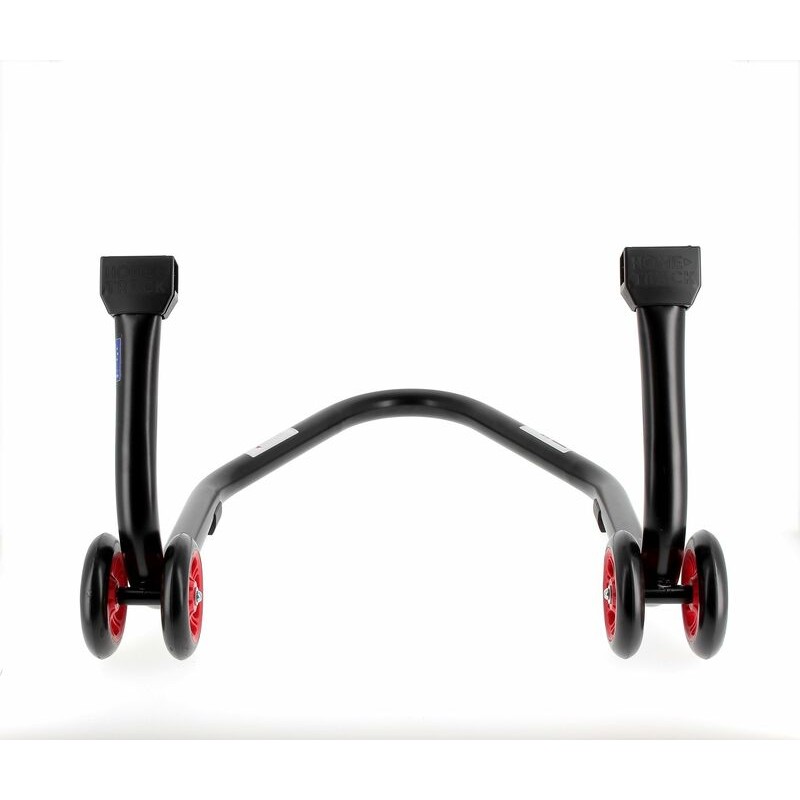 Caballete trasero BIHR Home Track soporte en "V" color negro mate y ruedas rojas