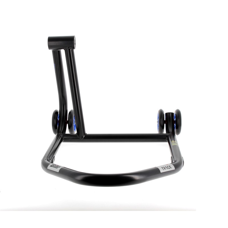 Caballete monobrazo izquierdo BIHR Home Track color negro mate y ruedas azules