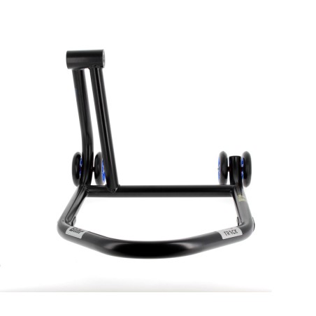 Caballete monobrazo izquierdo BIHR Home Track color negro mate y ruedas azules