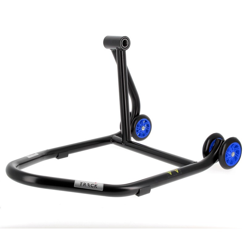 Caballete monobrazo izquierdo BIHR Home Track color negro mate y ruedas azules