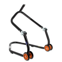 Caballete delantero al chasis BIHR Home Track color negro mate y ruedas naranja