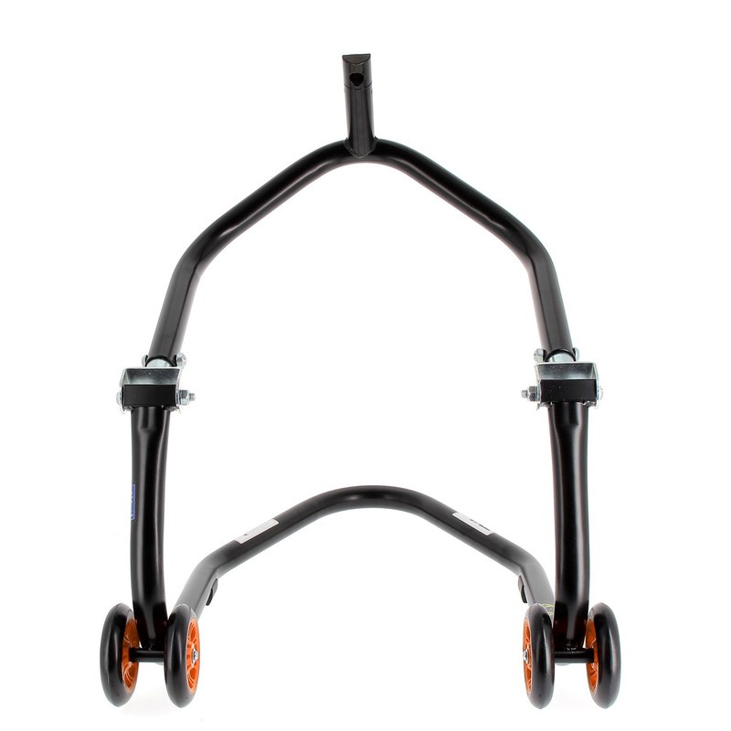 Caballete delantero al chasis BIHR Home Track color negro mate y ruedas naranja