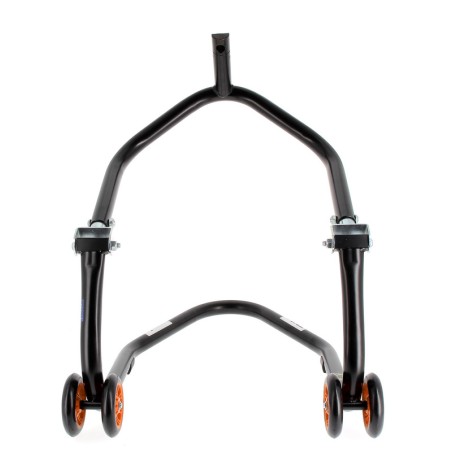 Caballete delantero al chasis BIHR Home Track color negro mate y ruedas naranja