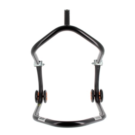 Caballete delantero al chasis BIHR Home Track color negro mate y ruedas naranja