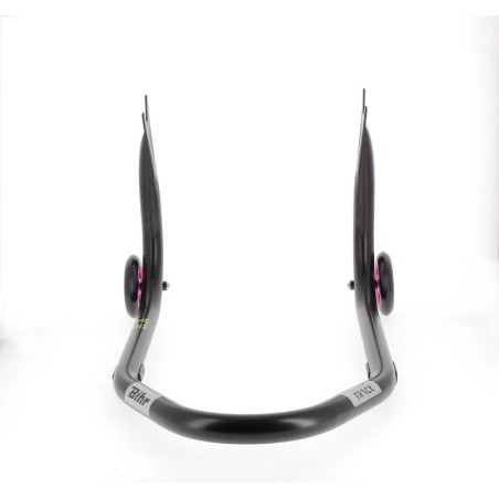 Caballete trasero BIHR Home Track soporte en "V" para diábolos, color negro mate ruedas rosas