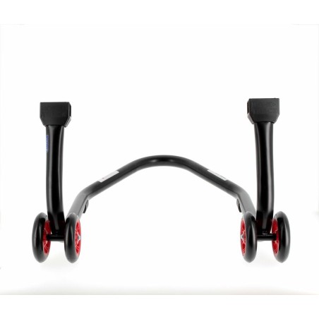 Caballete trasero BIHR Home Track soporte en "L" color negro mate y ruedas rojas