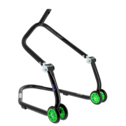 Caballete delantero al chasis BIHR Home Track color negro mate y ruedas verdes