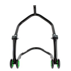 Caballete delantero al chasis BIHR Home Track color negro mate y ruedas verdes 2