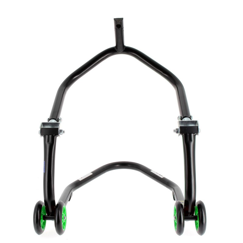 Caballete delantero al chasis BIHR Home Track color negro mate y ruedas verdes