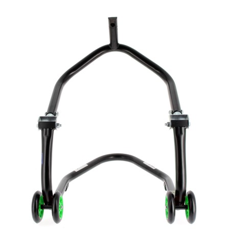 Caballete delantero al chasis BIHR Home Track color negro mate y ruedas verdes