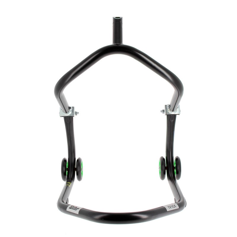 Caballete delantero al chasis BIHR Home Track color negro mate y ruedas verdes