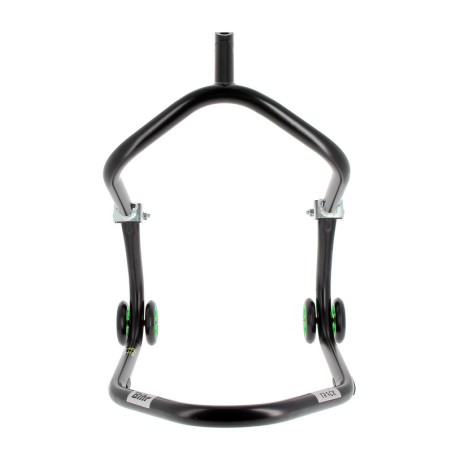 Caballete delantero al chasis BIHR Home Track color negro mate y ruedas verdes