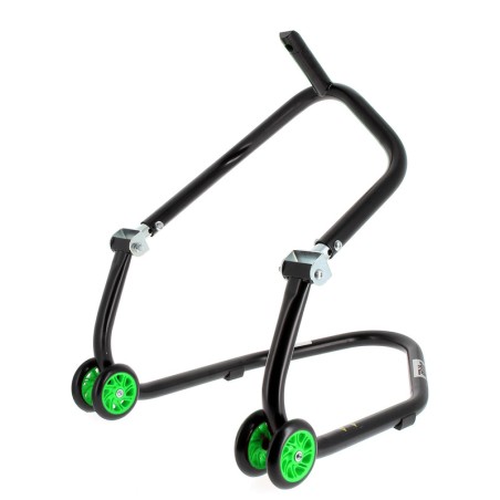 Caballete delantero al chasis BIHR Home Track color negro mate y ruedas verdes
