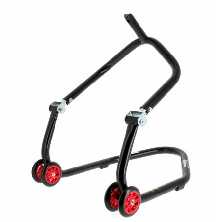Caballete delantero al chasis BIHR Home Track color negro mate y ruedas rojas