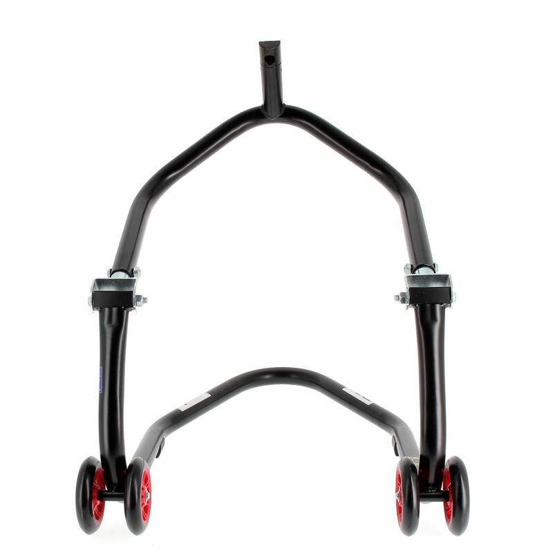 Caballete delantero al chasis BIHR Home Track color negro mate y ruedas rojas