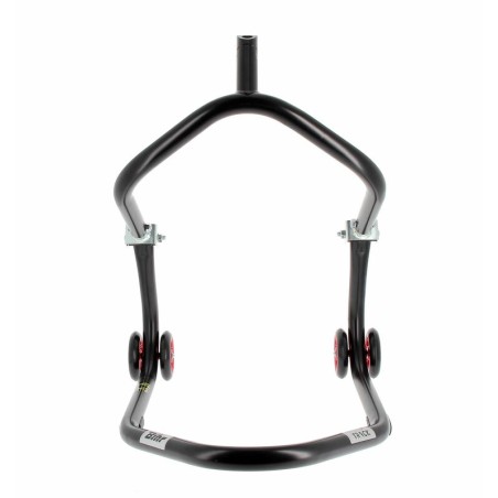 Caballete delantero al chasis BIHR Home Track color negro mate y ruedas rojas