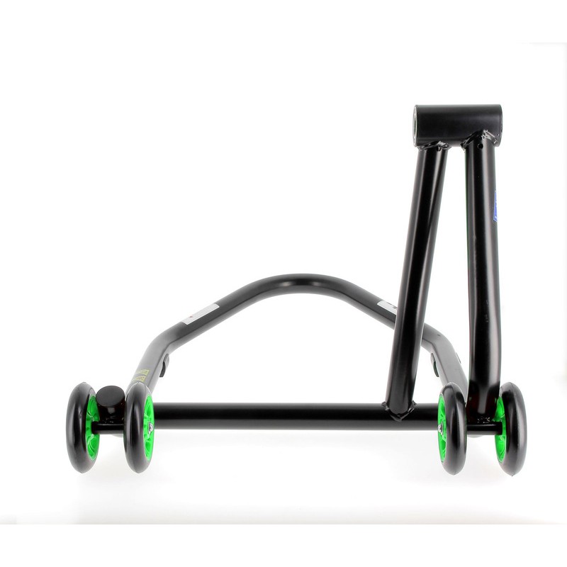 Caballete monobrazo izquierdo BIHR Home Track color negro mate y ruedas verdes