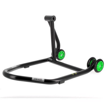 Caballete monobrazo izquierdo BIHR Home Track color negro mate y ruedas verdes