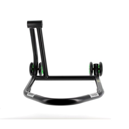 Caballete monobrazo izquierdo BIHR Home Track color negro mate y ruedas verdes