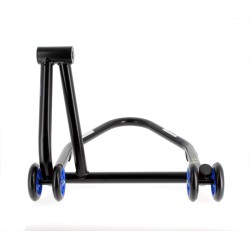 Caballete monobrazo derecho BIHR Home Track color negro mate y ruedas azules 2