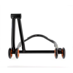 Caballete monobrazo derecho BIHR Home Track color negro mate y ruedas naranjas 2