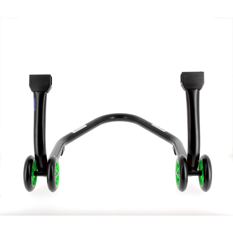 Caballete trasero BIHR Home Track soporte en "V" color negro mate y ruedas verdes