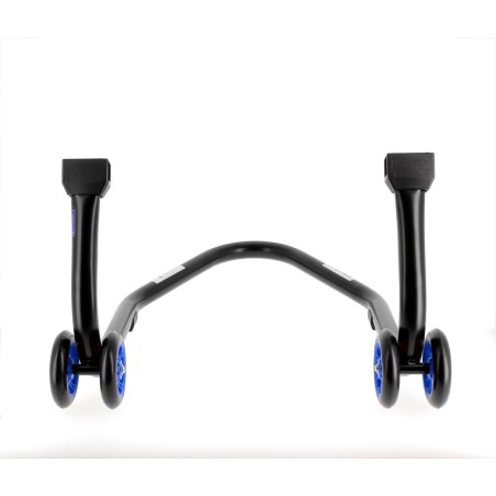 Caballete trasero BIHR Home Track soporte en "V" color negro mate y ruedas azules