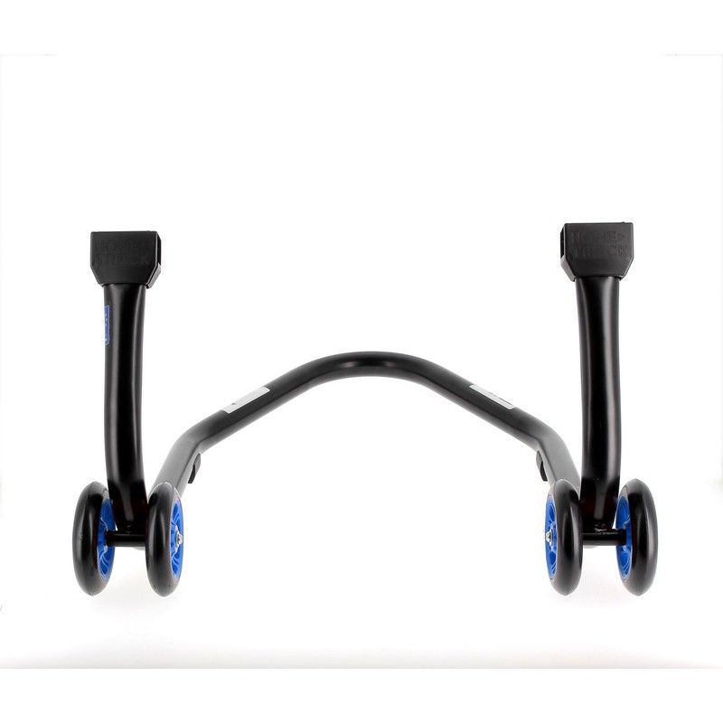 Caballete trasero BIHR Home Track soporte en "L" color negro mate y ruedas azules