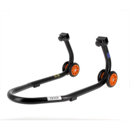 Caballete delantero BIHR Home Track color negro mate y ruedas naranjas