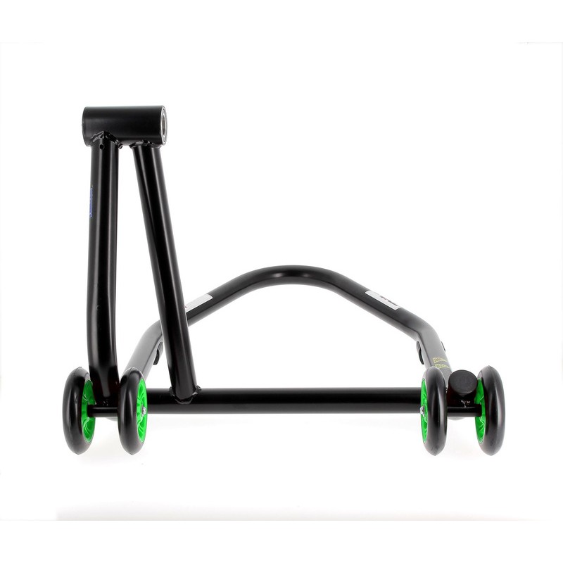 Caballete monobrazo derecho BIHR Home Track color negro mate y ruedas verdes