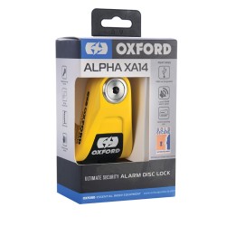 Candado de disco con alarma OXFORD Alpha XA14 Ø14mm acero inoxidable negro / amarillo 2