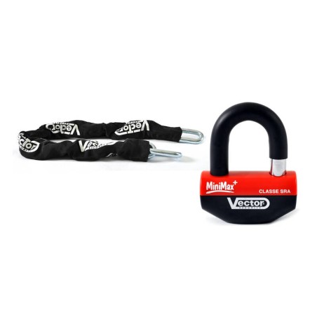 Kit antirrobo VECTOR Candado MiniMax+ Ø16mm + Cadena Ø13mm / 1,1m