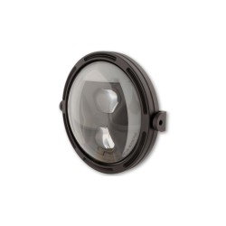 HIGHSIDER pro 7 inch LED headlight FRAME-R1 TYPE 8, black, smoked reflector, side mount