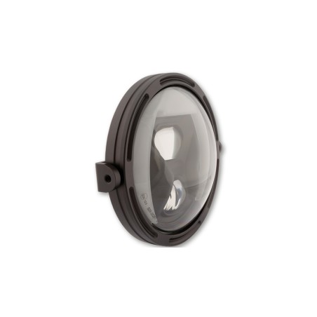 HIGHSIDER pro 7 inch LED headlight FRAME-R1 TYPE 8, black, smoked reflector, side mount