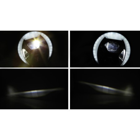 HIGHSIDER pro 7 inch LED headlight FRAME-R1 TYPE 8, black, smoked reflector, side mount