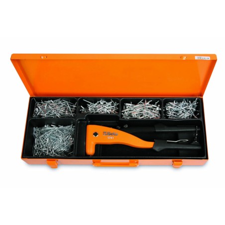BETA TOOLS Riveting pliers with a set of 700 aluminum rivets