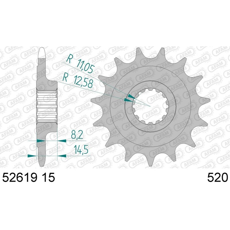 AFAM Chain Kit 520XHR2 15/43 Super-Reinforced - Standard Rear Sprocket