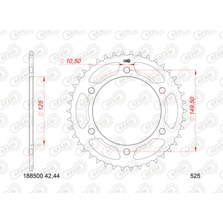 AFAM Corona Acero 188500 - 525 con 46 dientes