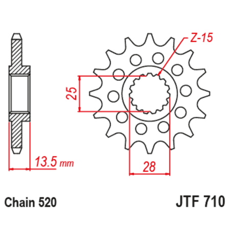 Piñón con goma anti-ruido JT SPROCKETS acero 710 - 520