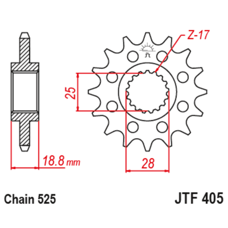 Piñón con goma anti-ruido JT SPROCKETS acero 405 - 525