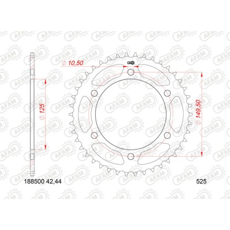 Kit de cadena AFAM 525XMR3 14/44 Super-Reforzado - corona Standard