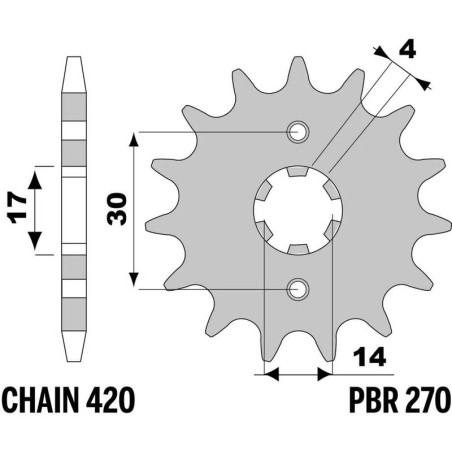 Piñón PBR acero estándar 270 - Paso 420