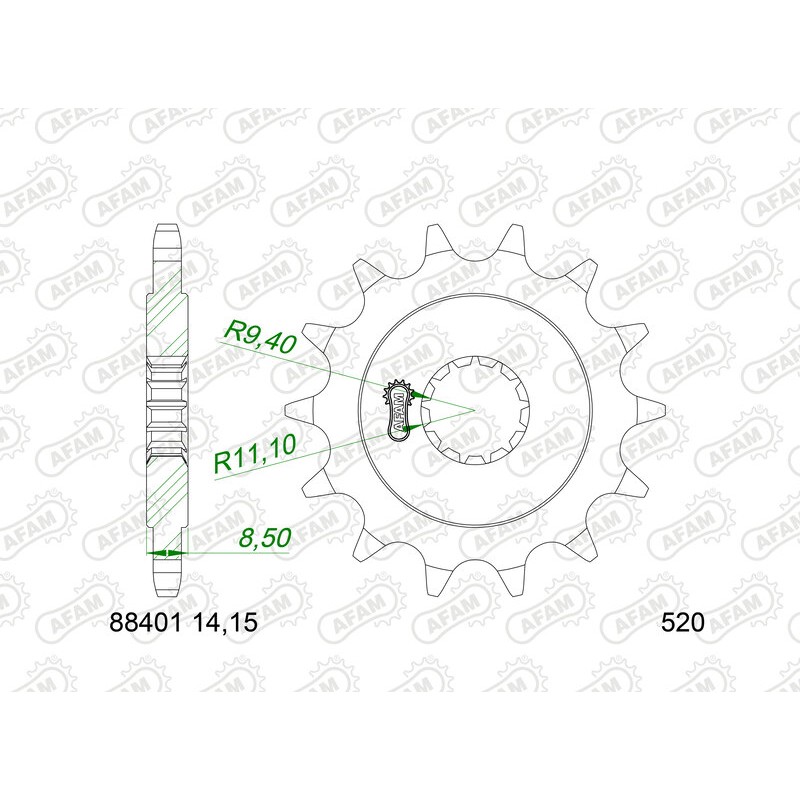 Piñón AFAM acero estándar  88401 - 520