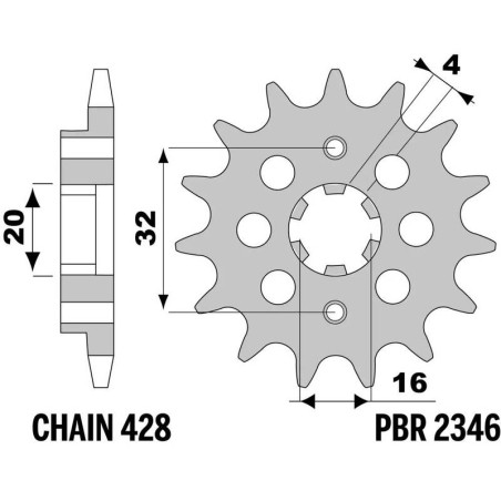 Piñón PBR acero estándar 2346 - Paso 428